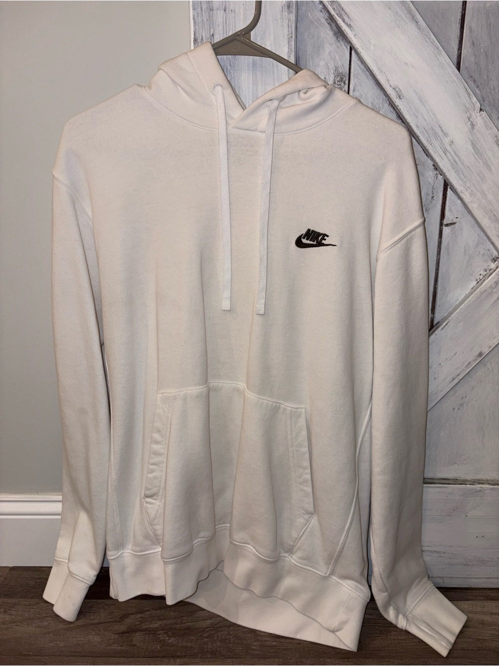 Nike White Pullover Hoodie with Black Logo